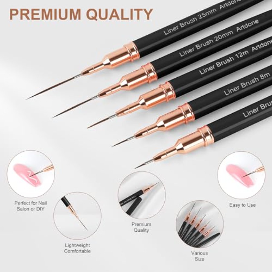 Metallic Nail Art Pens, Liner  - Detailing Brush Set のレビューと価格