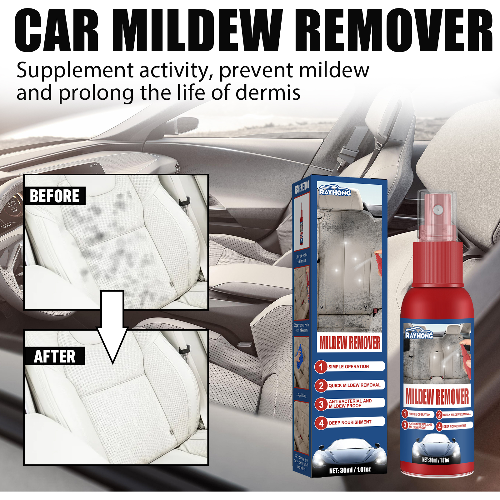 Car Mildew Remover Spray Multi - Leather Cleaner Interior のレビューと価格